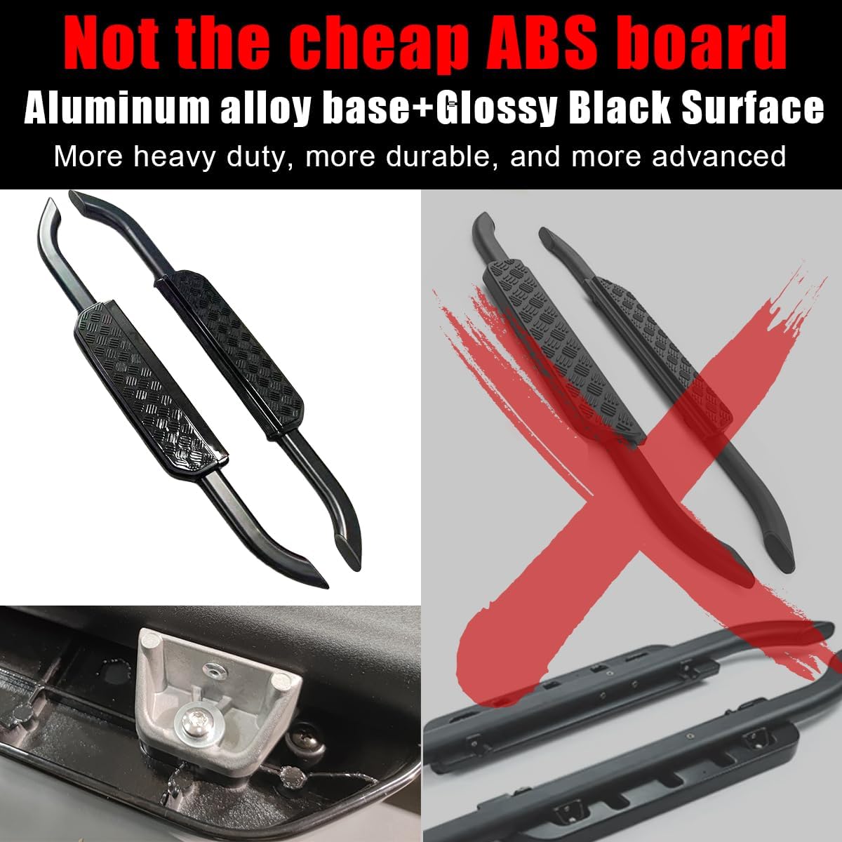 2pcs Heavy Duty Side Step fit for Land Rover Defender 90 2020-2026 L663 Running Board (Glossy Black Aluminum Vintage Style)