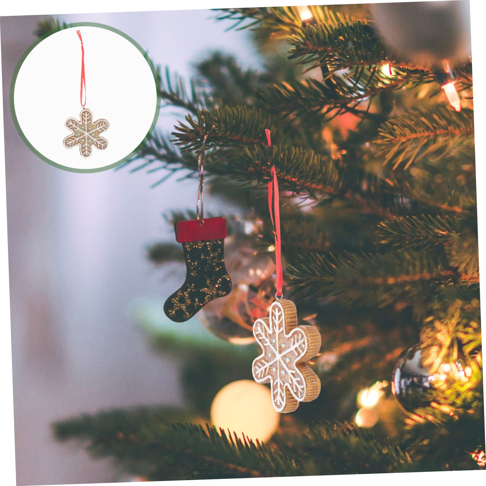 IMIKEYA 4 Stück Christbaumschmuck Weihnachtsbaum Hängende Dekoration Weihnachtsbaum-Lebkuchen Weihnachten Hängende Schneeflocke Lebkuchenplätzchenverzierungen Minifiguren Harz Light Brown
