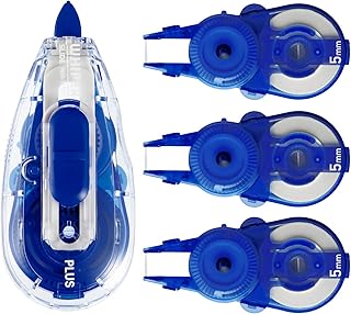 プラス 修正テープ ホワイパースライド 5㎜ ブルー 本体1個+交換テープ3個セット