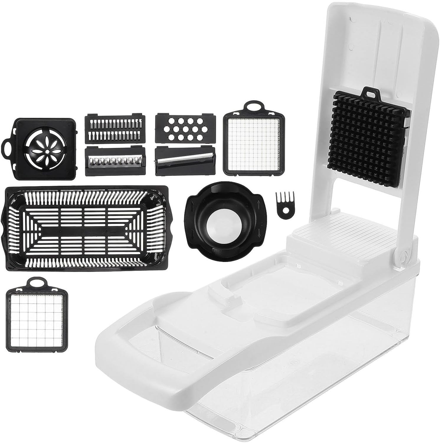 VALICLUD Multi-function Vegetable Food Slicer and Potato Grater 15pcs Set Handheld Carrot Cutter White Kitchen Mandoline for Shredding, Dicing, and Slicing Vegetables at Home