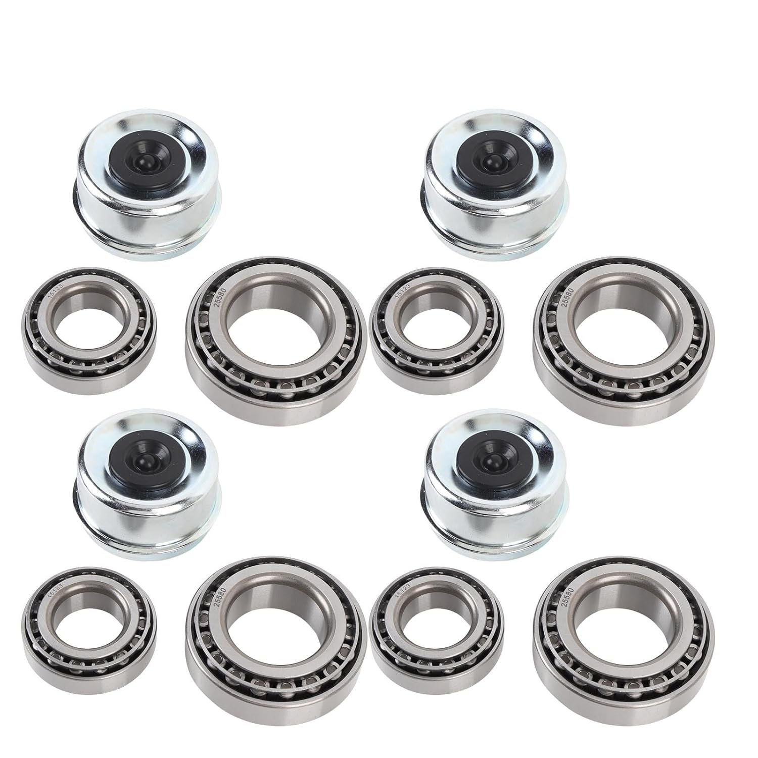 4 Set Marine Trailer Wheel Hub Kit, Cr Steel Alloy Bearings 15123 15245 25520, 21333TB 22333TB Seals, with Low Noise High Speed Rotation, for 5200 6000 lb Axles