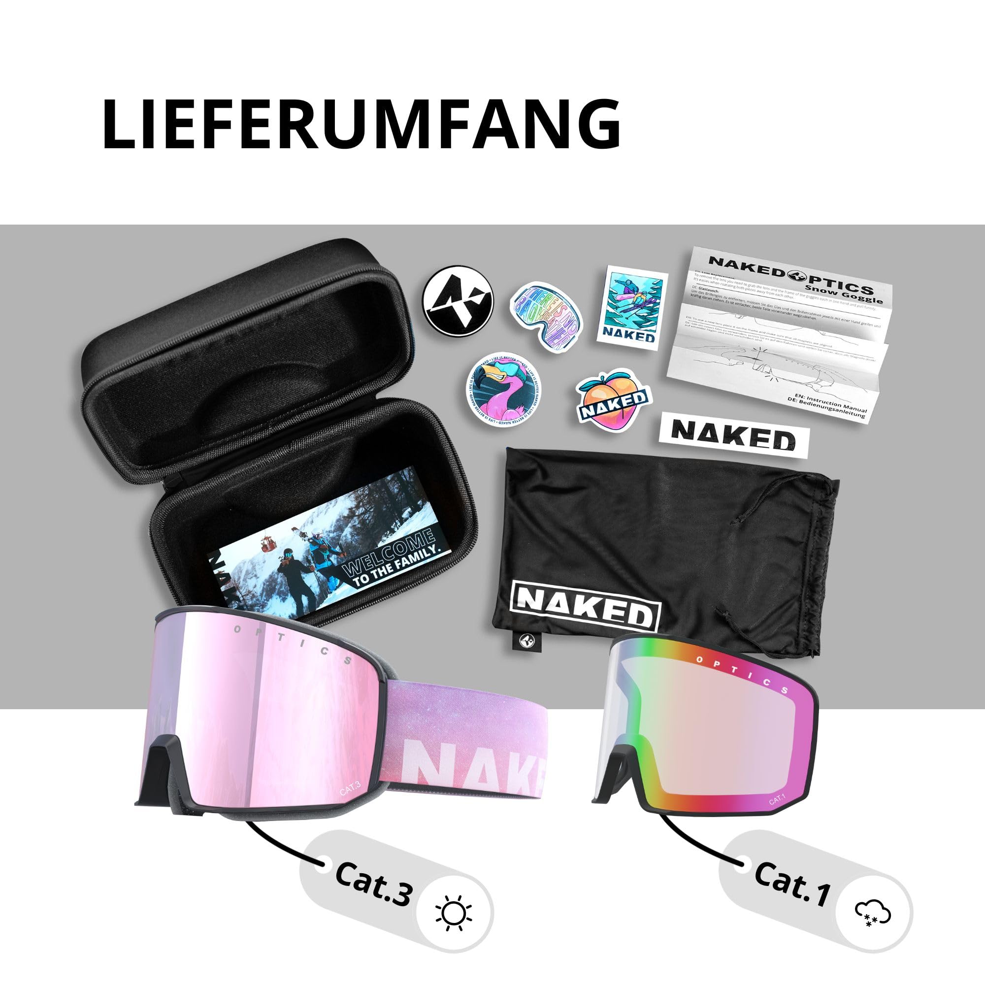 NAKED Optics SOLAR Skibrille für Herren & Damen