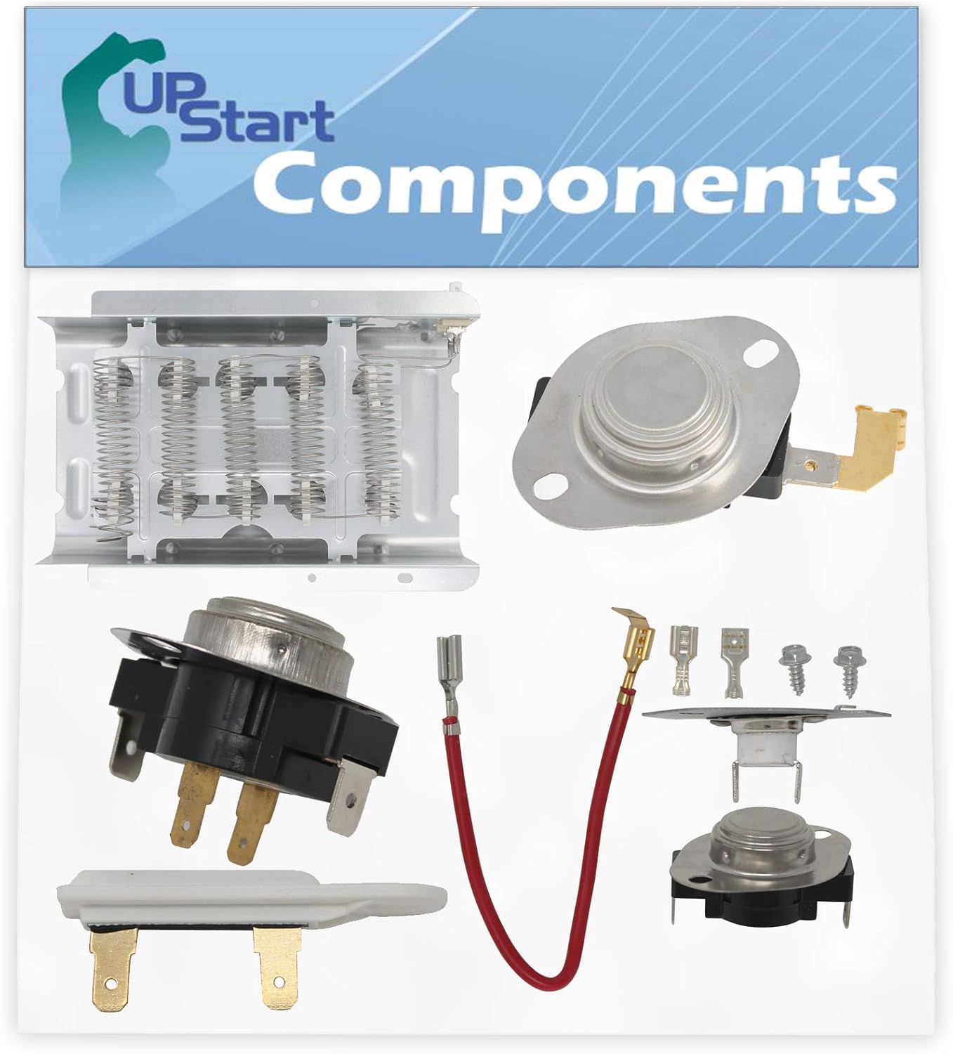 279838, 279816, 3392519, 3977767 & 3387134 Dryer Heating Element & Thermostat Combo Pack Replacement for Roper RED4440VQ0 Dryer - Compatible Heater Element & Thermostat Kit