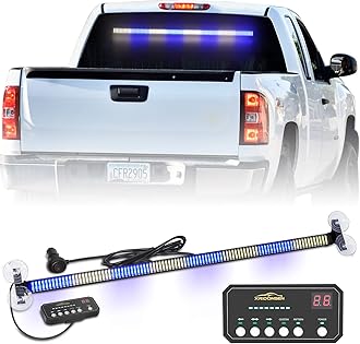 XRIDONSEN 35 inch Traffic Advisor Light Bar 144 LED Blue White Emergency Lights Warning Flashing Safety Windshield strobe Firefighter Police Lights w/Controller for Law Enforcement Vehicles Trucks