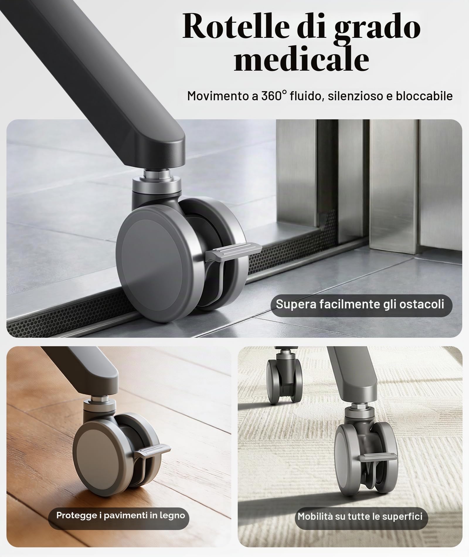 NB Ergonomic Supporto TV su Rotelle per Schermi Fino a 90 Pollici - Carico massimo 68 kg, Altezza Regolabile | VESA 200x200 a 800x600 P150