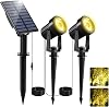 NATPOW Solar Spot Lights Outdoor Garden, LED Solar Lights Warm White, Dusk-to-Dawn Stake Lights Landscape Spotlights Waterproof Auto ON/Off Outdoor Garden Lights for Driveway Pathway (2-in-1) [Energy Class F]