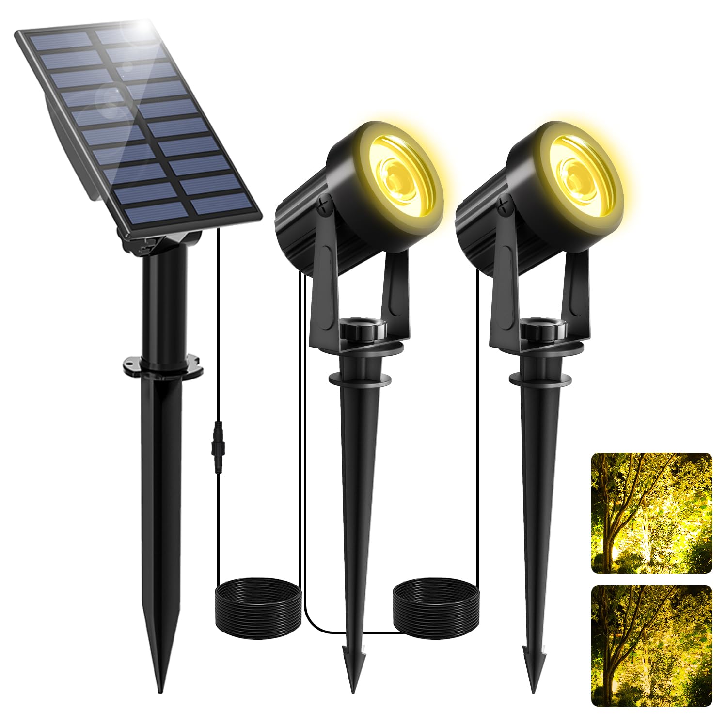 NATPOW Solar Spot Lights Outdoor Garden, LED Solar Lights Warm White