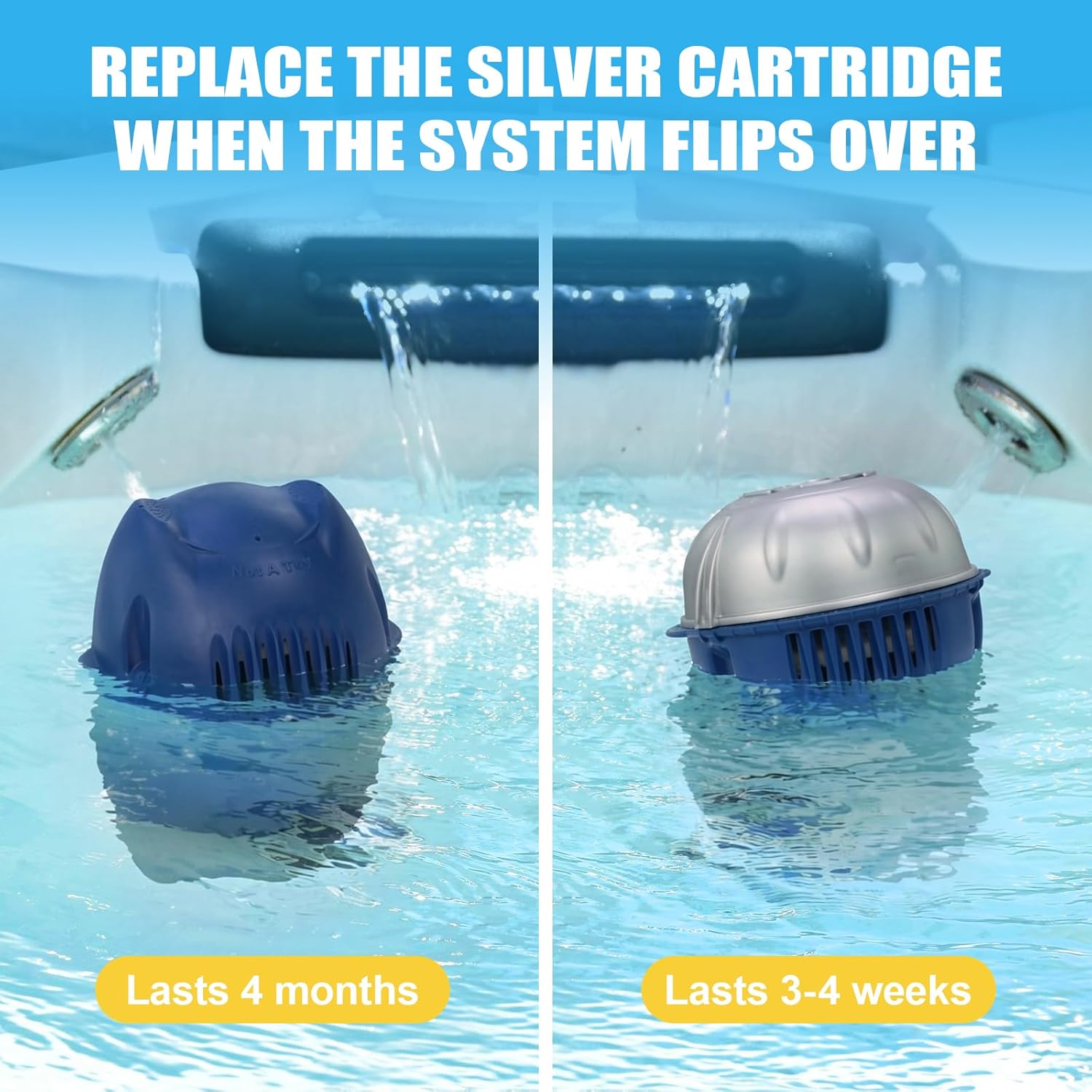 Hot Tub Cartridge Replacement Compatible with Frog Ease Floating System - for Up to 600 Gallons - Self-Regulating Water Treatment - 4 Pack