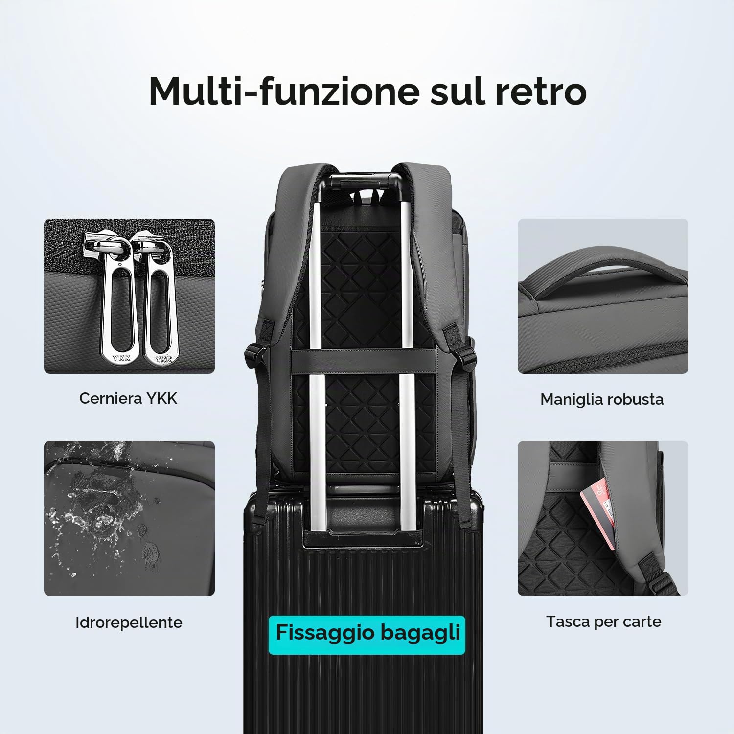 MARK RYDEN Antifurto Zaino Uomo per Laptop da 15,6 Pollici Multifunzione Slim 3 in 1, Borsello Uomo da Lavoro con Porta USB di Ricarica,Impermeabile Zaino Porta PC Computer Portatile Nero