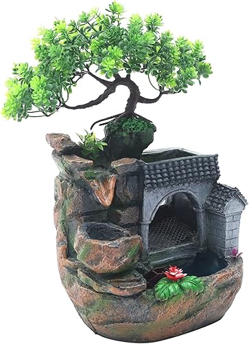 Vista 41 de Indoor Waterfall Fountain Tabletop Fountains with LED Lights,with Rolling Ball Atomizer,Lighted Illuminated Waterfall Indoor Small Rockery Desktop