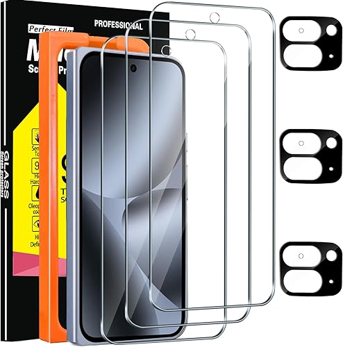 Milomdoi Paquete de 3 protectores de pantalla de vidrio templado para Google Pixel 10 Pro Fold con 3 protectores de lente de cámara, accesorios