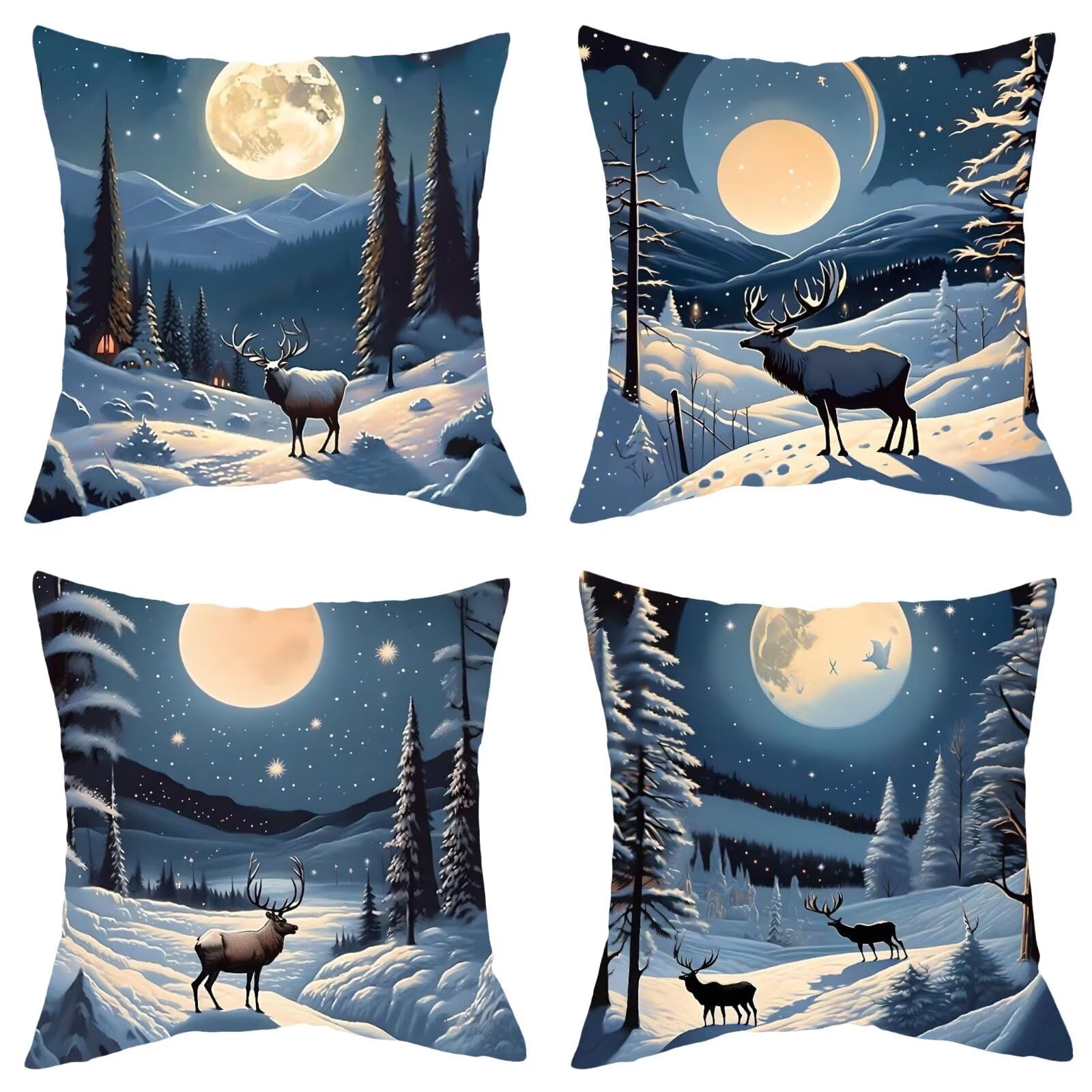 Housse de coussin 50x50 paysage de neige pour cocooning au salon