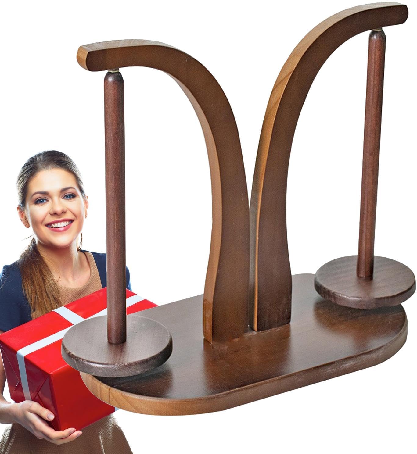 Wood Yarn Holder for Knitting and Crocheting | Magnetic Yarn Ball Holder with Anti-Slip Pads,Yarn Holder Spinner for Crafts,Wooden Yarn Spinner for Crochet Well, Gifts for Knitting Lovers