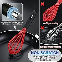 Vista 3 de Anaeat Juego de 4 batidores de cocina de silicona, perfectos para utensilios de cocina antiadherentes, batidora de leche y huevos para batir