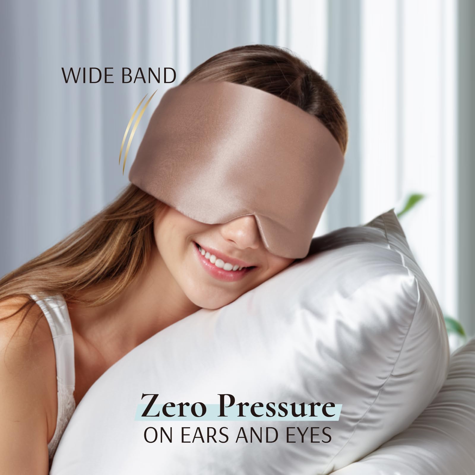 Zenssia Antifaz para dormir 100% seda de morera para hombre y mujer con diadema ajustable, máscara de dormir grande de tamaño completo y venda para los ojos para un oscurecimiento total para dormir