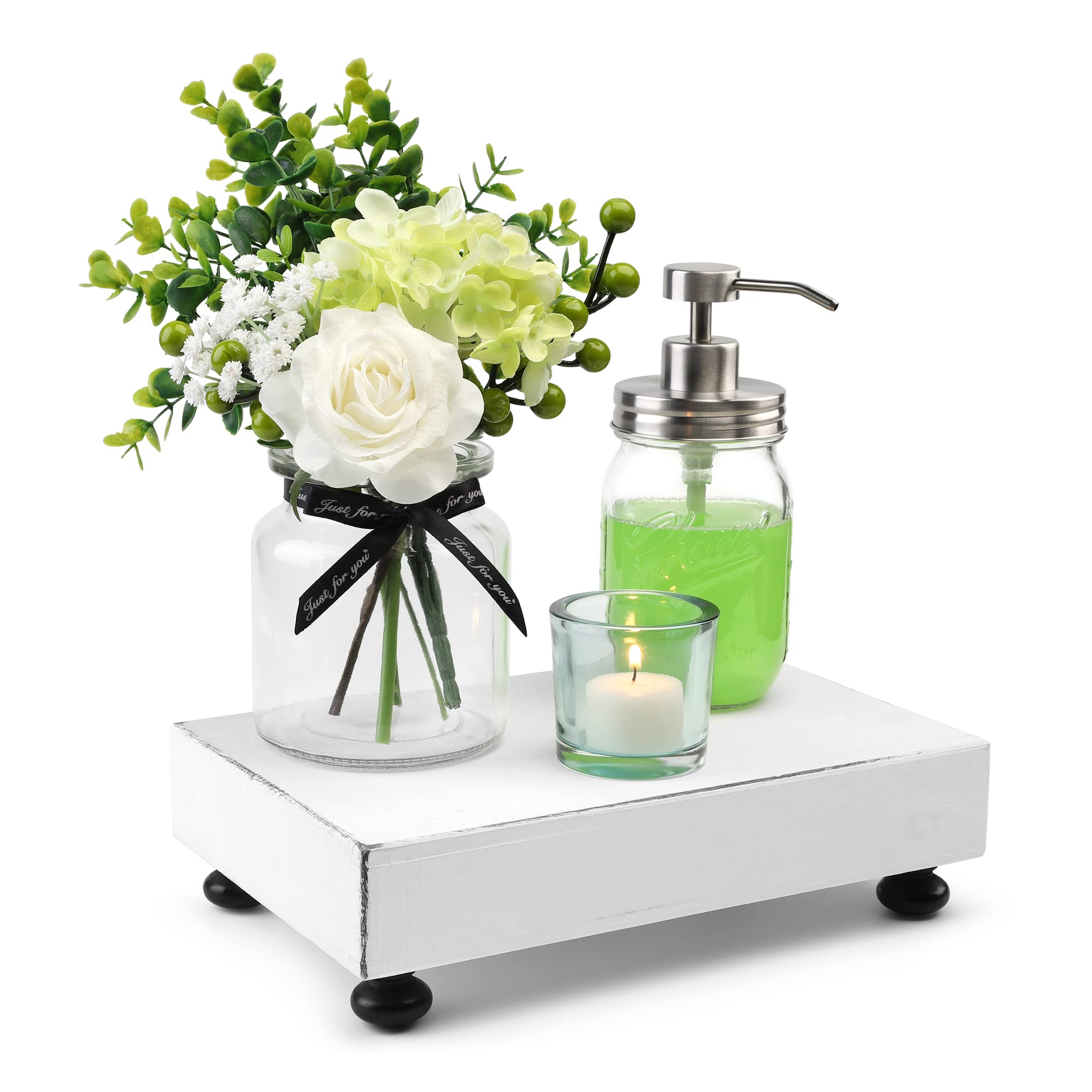 GBtroo Wood Riser for Display – Premium Home Decor for Bathroom – Display Stand with Non-Slip Mat – Eye-Catching Wooden Tray Sink Organizer – Charming in Any Home（新加坡同城商品）