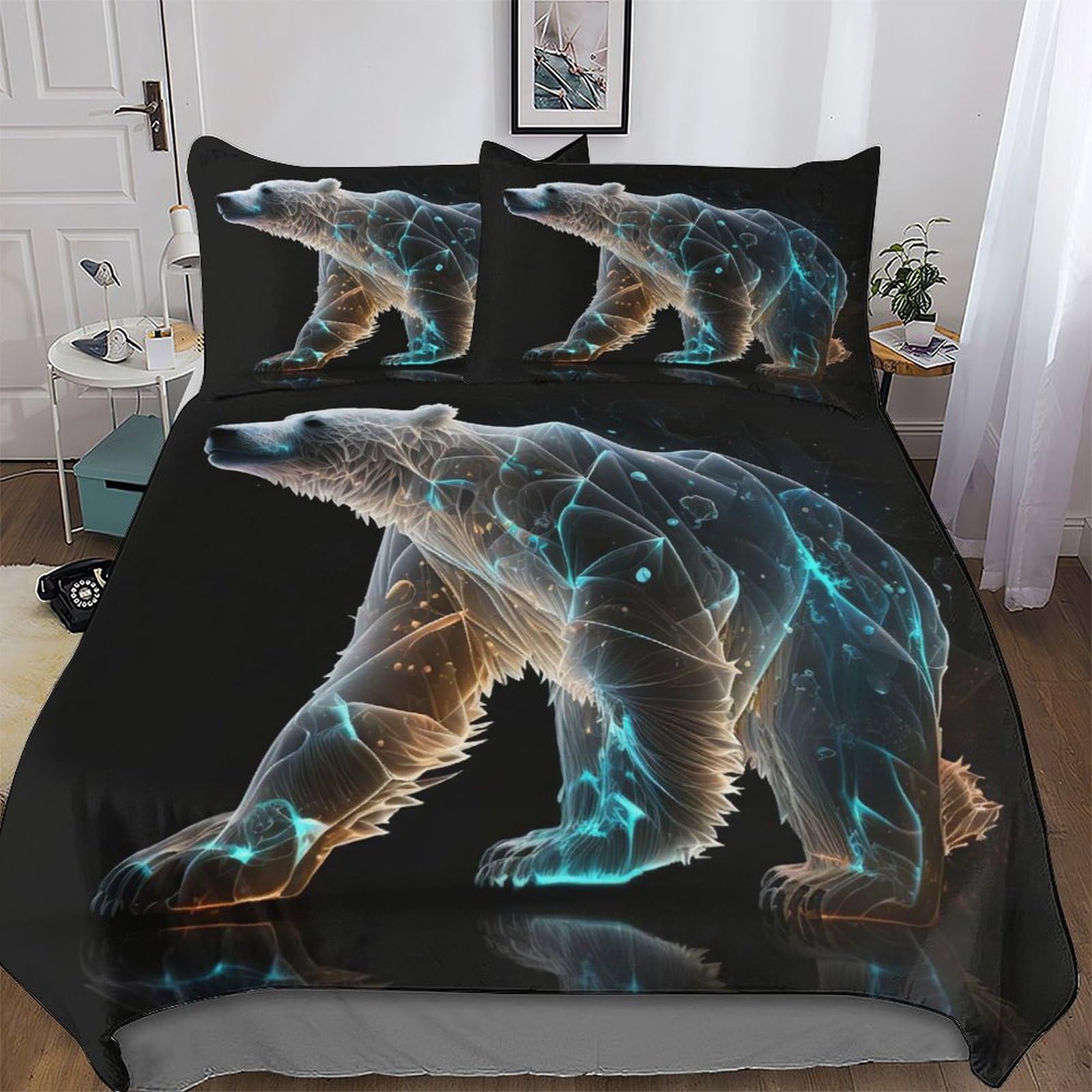 Parure de lit ours polaire 220x240 en microfibre de qualité supérieure