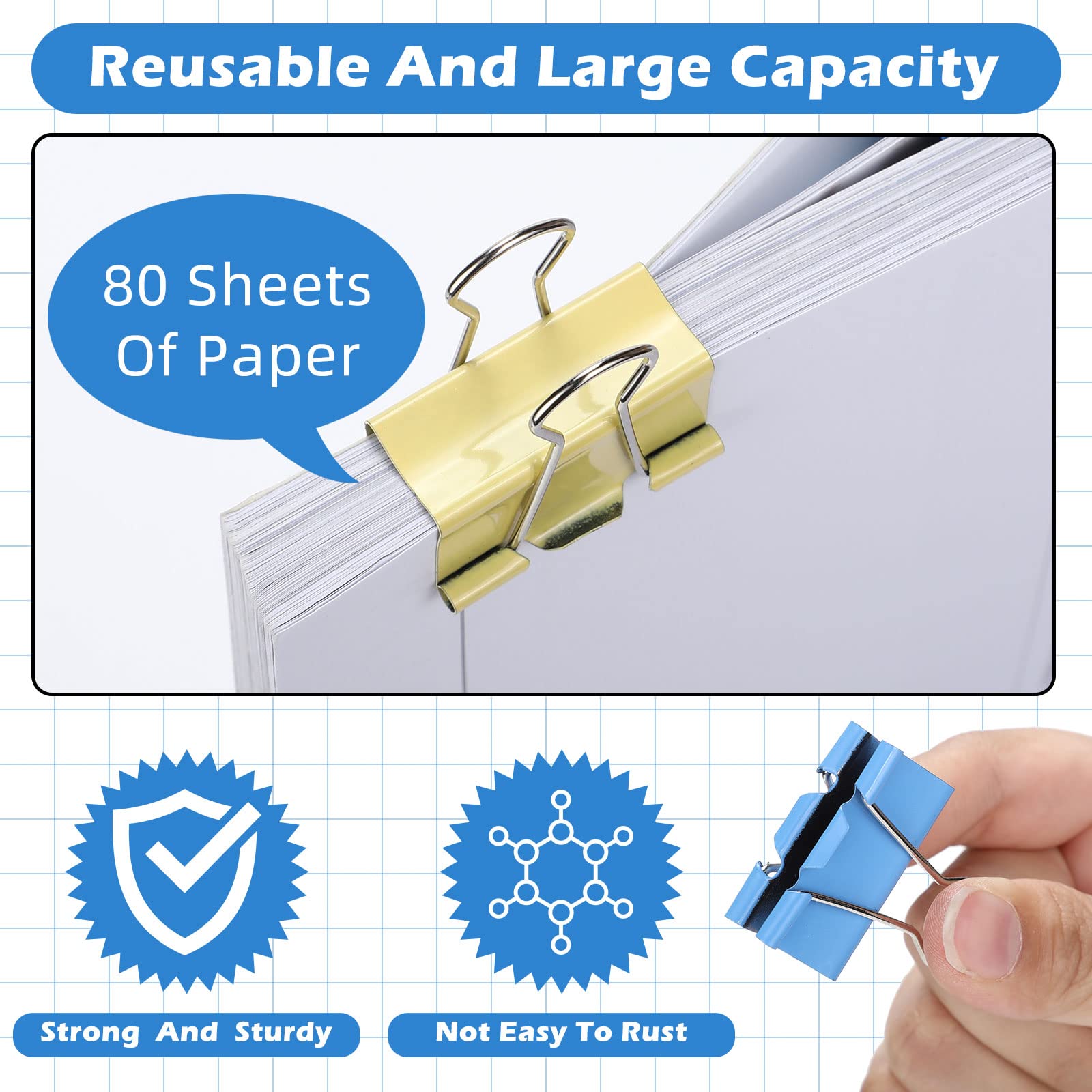 300 clips medianos para carpeta, clips de papel, suministros de oficina, abrazaderas de papel para profesores, estudiantes, escuela, oficina, negocios, suministros de papeleo (colores surtidos, 1.25
