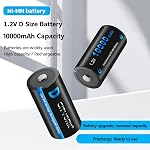 CITYORK 4 Pack 10000mAh Rechargeable D Batteries with Charger, 8 Bay LCD Universal Battery Charger for 1.2v AA AAA C D Ni-MH/Ni-CD Rechargeable Batteries, USB Quick Charging