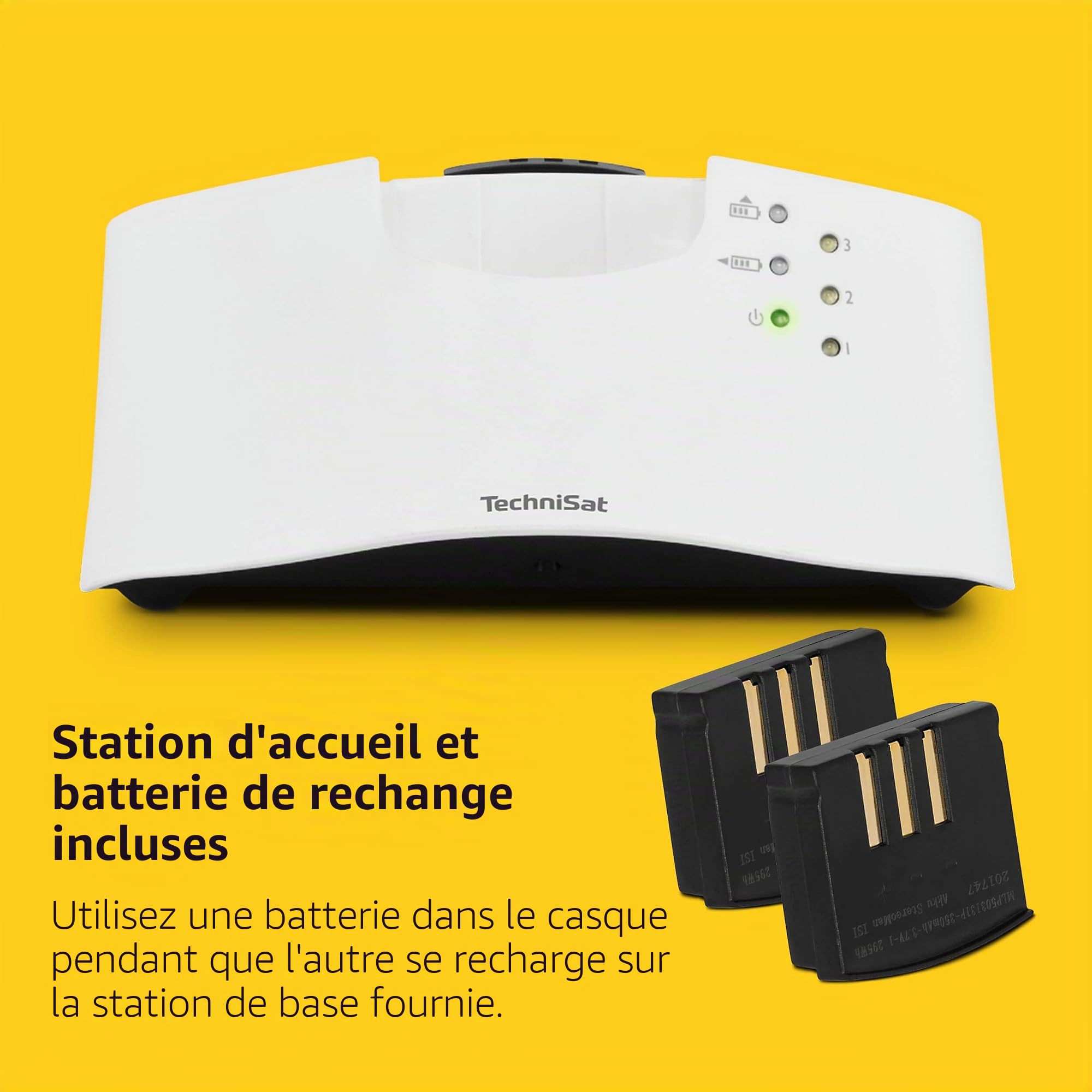 TechniSat STEREOMAN ISI 3 Casque stéréo sans Fil pour téléviseur et chaîne de Musique avec Station d'accueil, Blanc