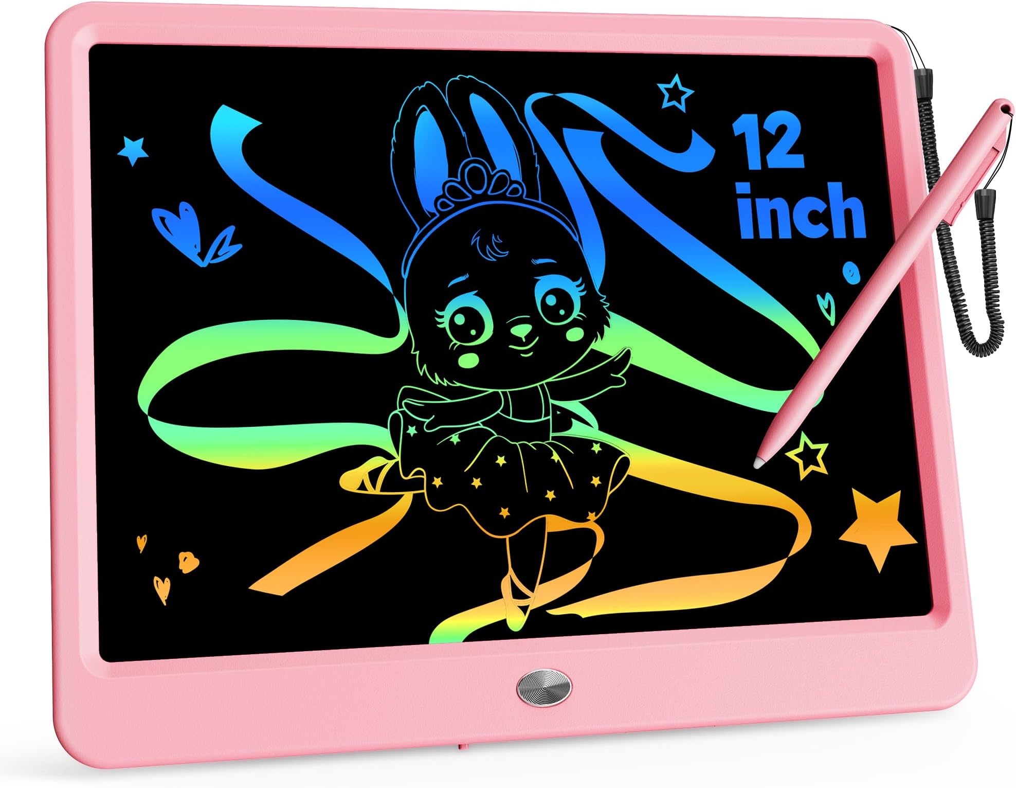 - KOKODI 12 Inch LCD Writing Tablet with Anti-Lost Stylus, Erasable Doodle Board Colorful Toddler Drawing Pad, Car Travel School Games Toys for 3 4 5 6 7 8 Kids, Birthday Gift for Girls Boys Adults Pink