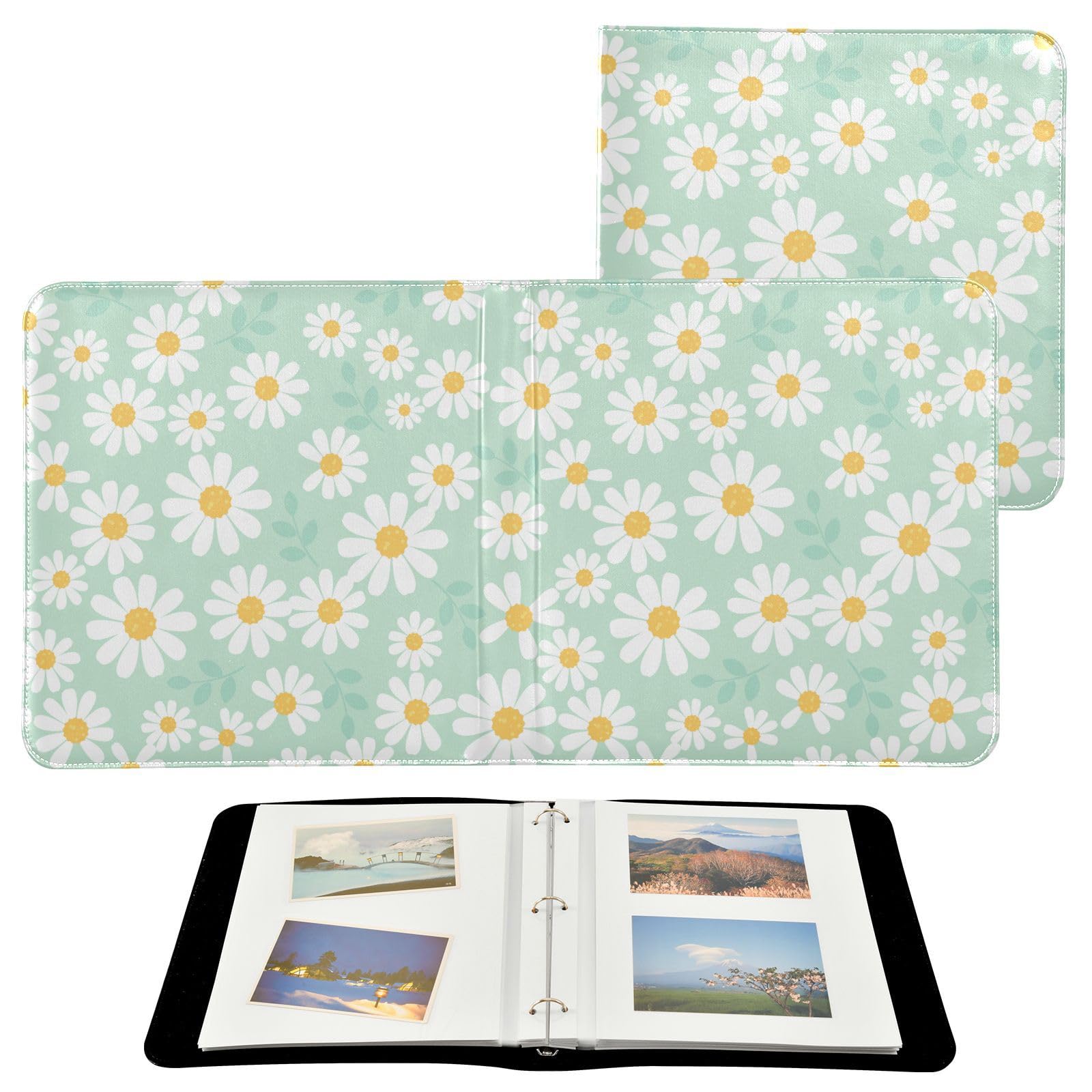 Álbum de fotos autoadhesivo para estanterías, álbumes de fotos para 4 x 6, 6 x 8 pulgadas, flores lindas margaritas florales