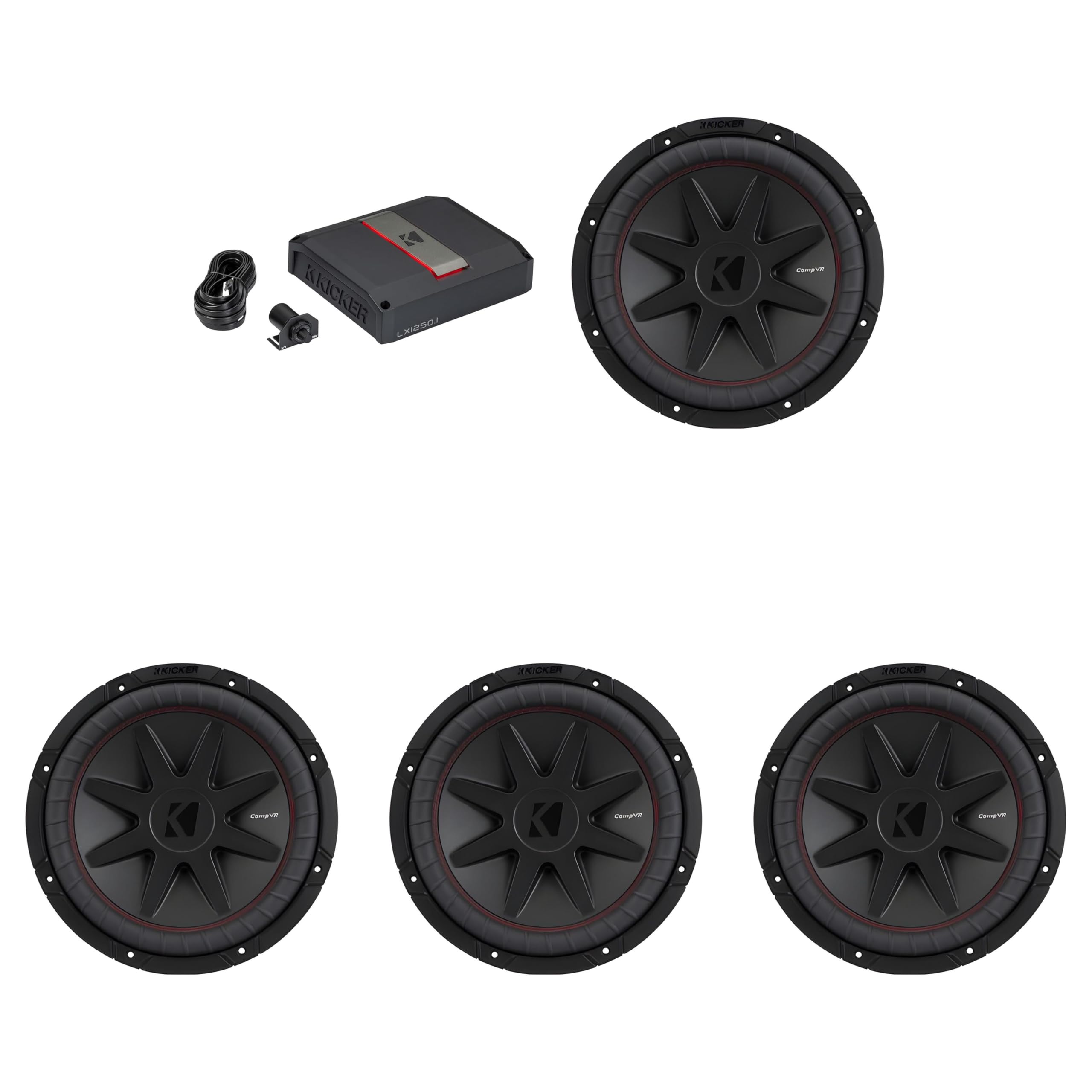 Kicker 12 Inch CVR Woofer (4) 52CVR122 Package with 51LX12501 Amplifier