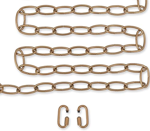 KSANA Cadena de iluminación de oro antiguo, lámpara colgante de 20 pies, extensión de cadena resistente con 2 cerraduras de conexión para techo alto