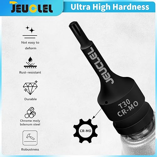 Vista 33 de Juego de llaves de vaso de impacto Torx Star de 6 puntos, T30 T40 T45 T50 T55 T60 T70 T80 1/2 pulgadas Kit de llaves Allen de accionamiento