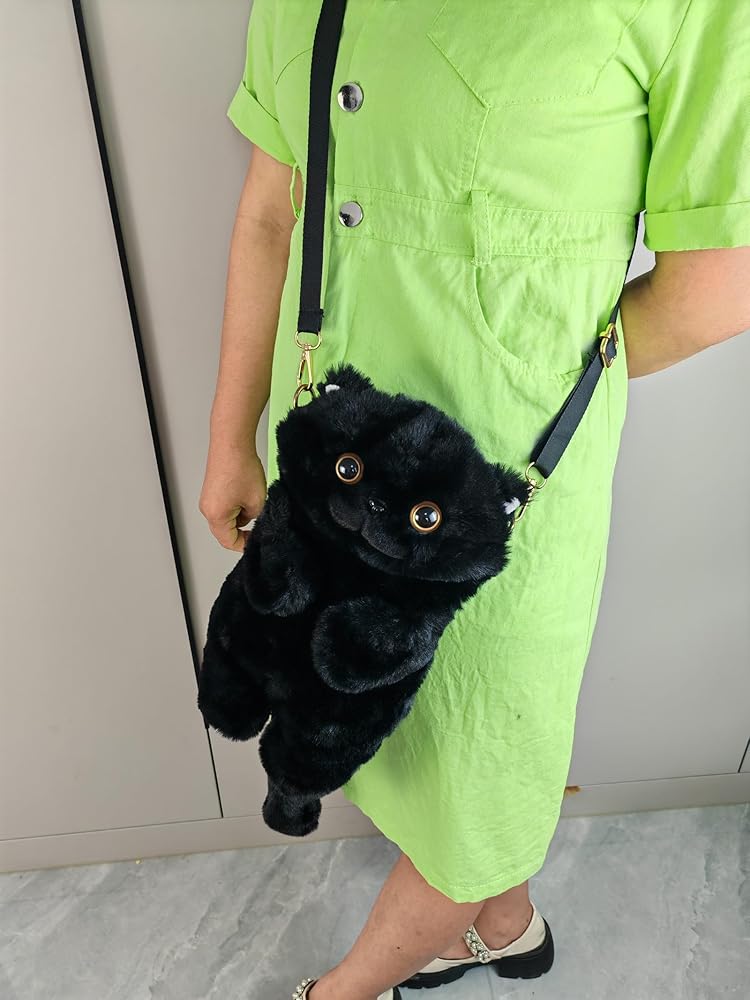 Amazon | [HUIJUFU] 本物そっくり ふわふわ 猫型 クロスボディ