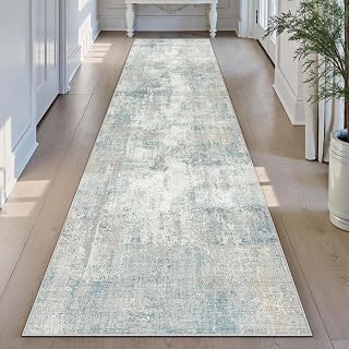 2x8 Blue Cream Abstract Runner Rug