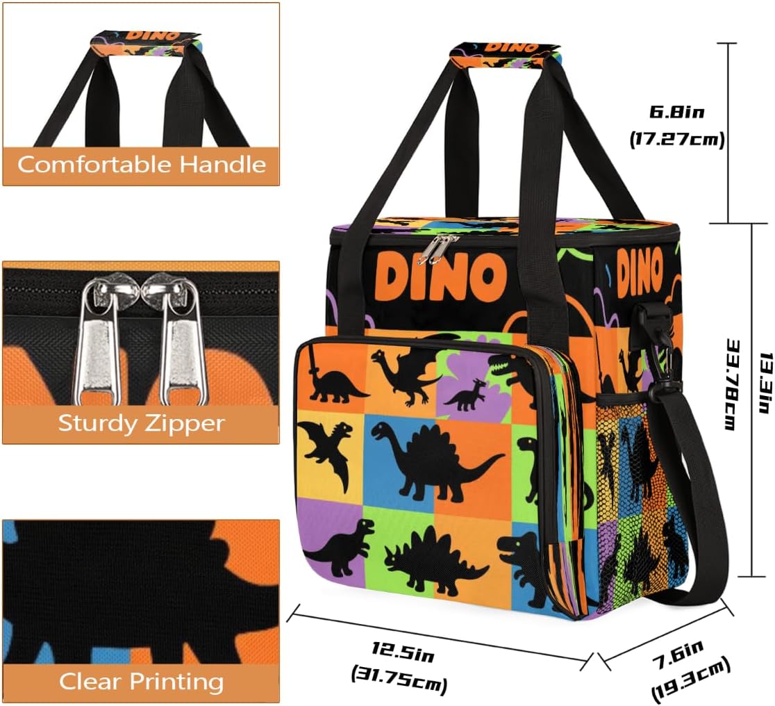 Dinosaur Icons Portable Coffee Maker Carrying Bag Compatible with Keurig K-Mini or K-Mini Plus - Travel Storage Tote with K-Cup Pod Pockets for Single Serve Coffee Brewer