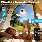 Portable Camping Ceiling Fan, LED Hanging Tent Fan With Remote&Timer, 7200mAh Rechargeable Battery&Storage Bag, 360° Adjustable Head, 4 Speeds&Brightness for Tent,Camping,RV,Travel,BBQ,Fishing
