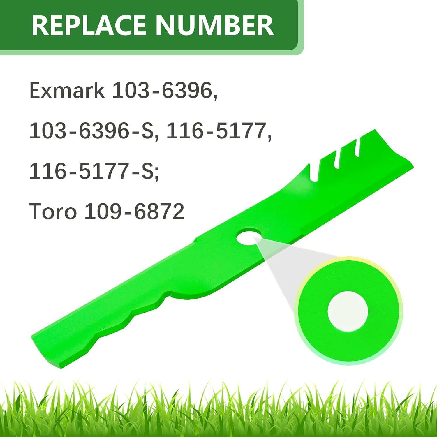 103-6396 Toothed Mulching Blades Fit for Mower 48 Inch Deck Ex Mark Lazer Z S-Series Turf Tracer Replace 103-6396-S 116-5177 116-5177-S Toro 109-6872(6 Pack)