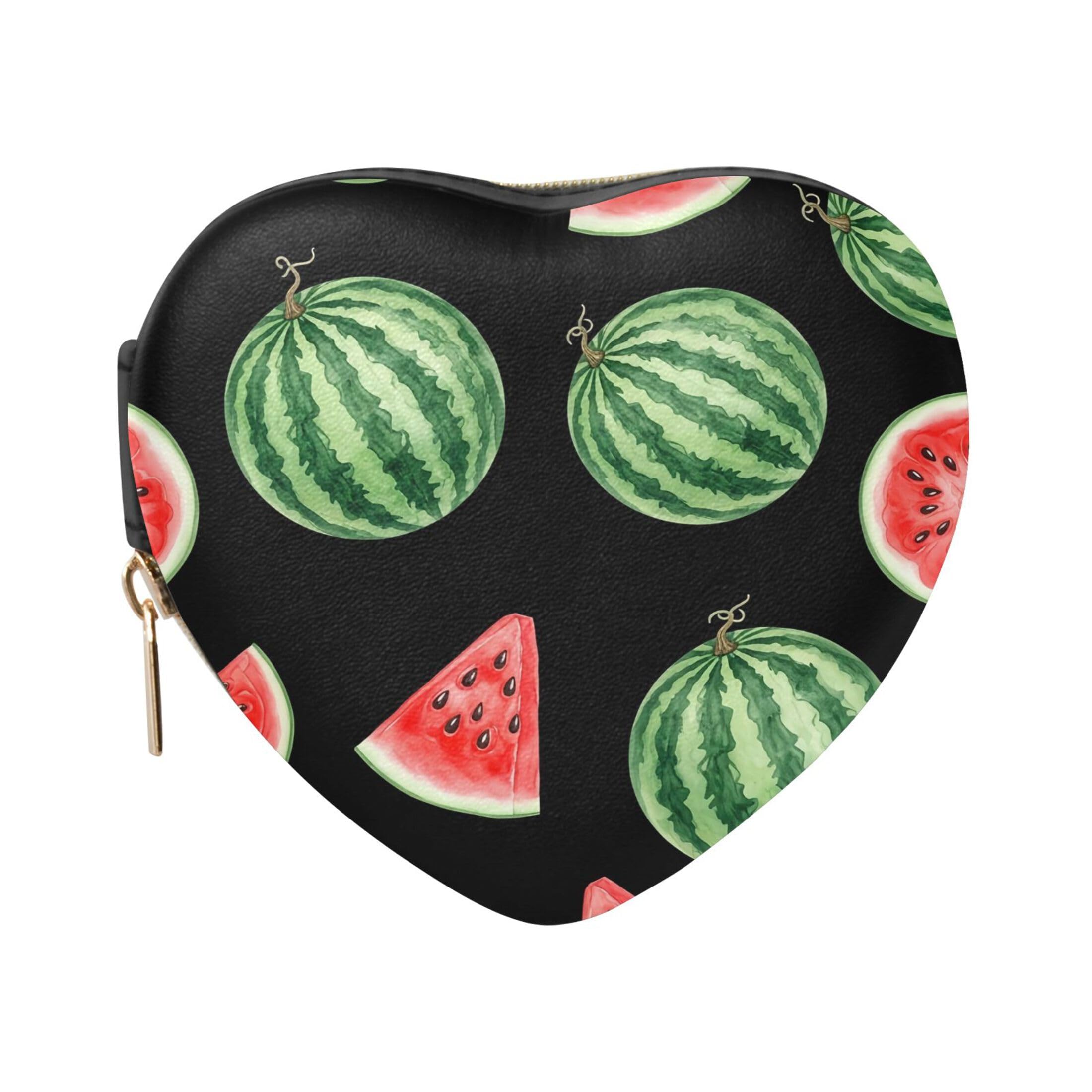 Fuauuyl Watermelon Small Jewelry Box Heart-Shaped Jewelry Case, Portable Travel Organizer Bridesmaid Proposal Gift for Women Girls
