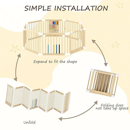 Miniatura 4 de Corralito para bebés  Corralito de madera para bebés y niños pequeños, corralito plegable con puerta de bloqueo, valla portátil para bebés con forma