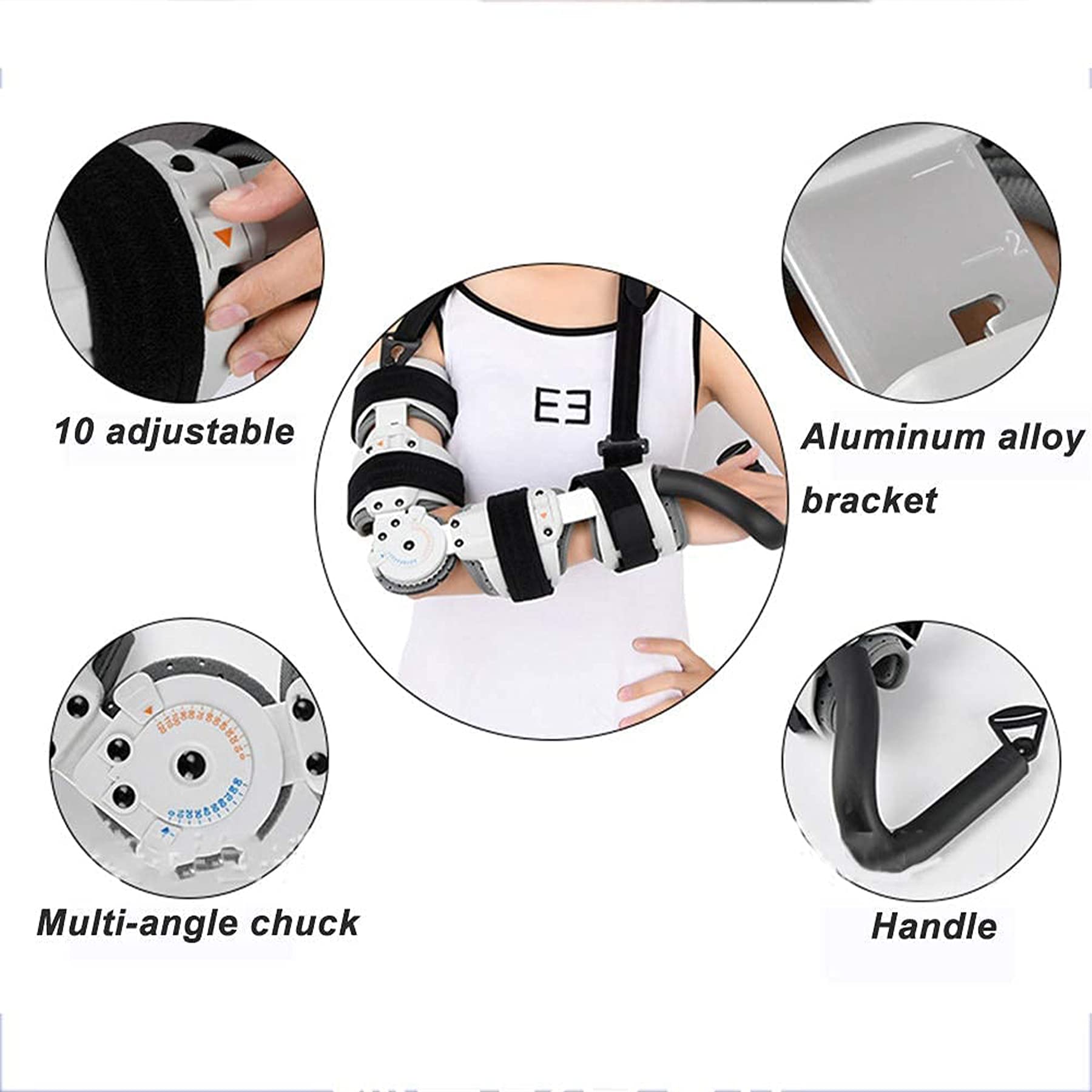 Estabilizador Cabestrillo bisagra ROM Codo recuperación cirugía Estabilizador tendón ligamento Férula Reparación Lesiones Brazo dislocación Rehabilitación postoperatoria Ajustable,Left