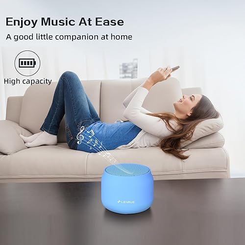 Miniatura 4 de LENRUE Altavoces Bluetooth portátiles, altavoz inalámbrico impermeable, altavoz pequeño de metal, sonido de cristal claro de 5 W, tiempo de