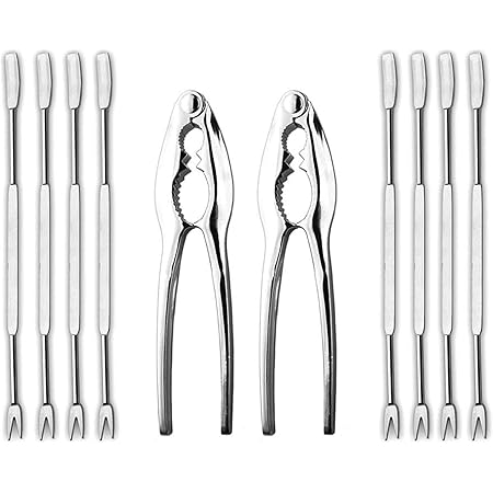 HIWARE Lobster Crackers and Picks Set, 10-Piece Crab Leg Cracker Tools - Stainless Steel Seafood Crackers & Forks Nut Cracker Set - Dishwasher Safe