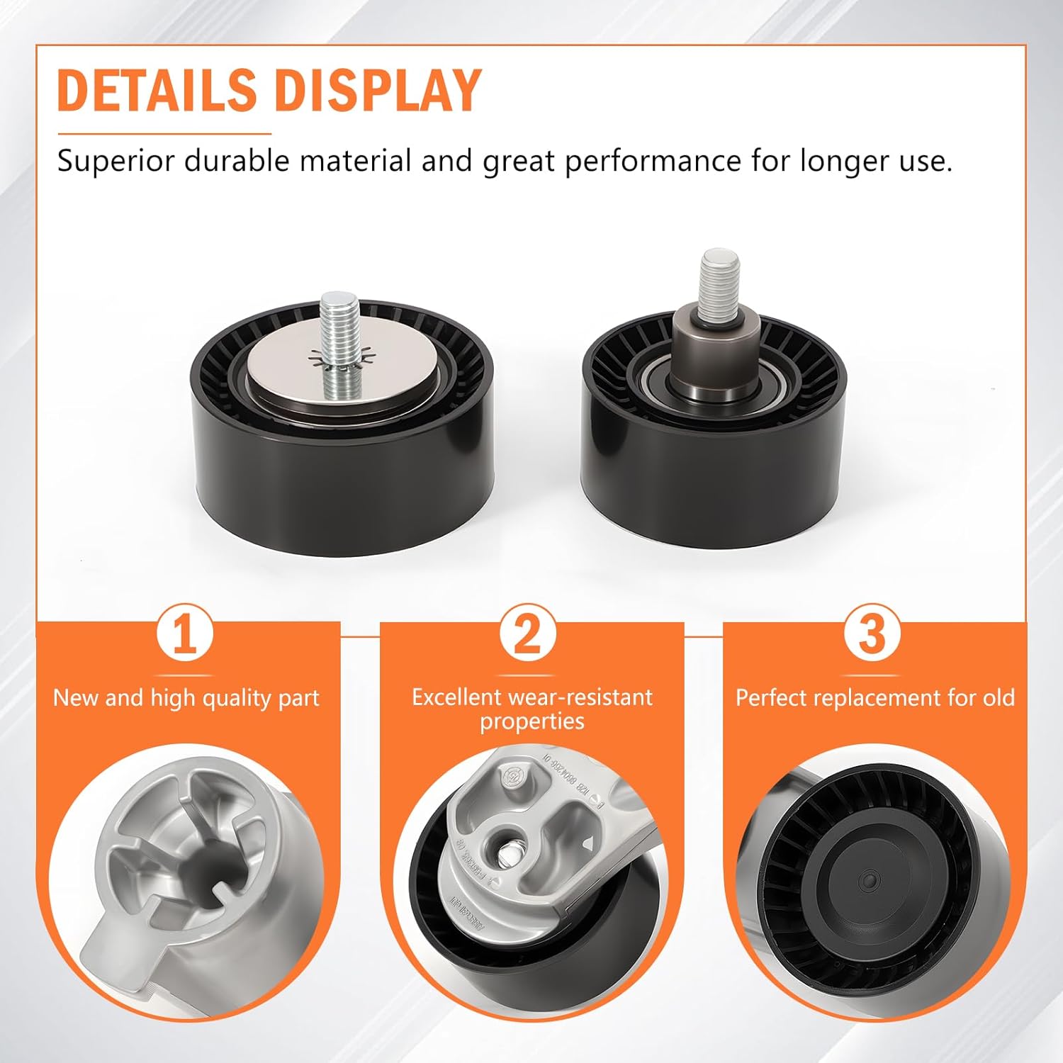 11287589365 Serpentine Drive Kit Belt Tensioner Idler for 535i 530i N55 2010-2017 X5 2011-2018 X6 2010-2019 3.0 L6 1128758936611287599097 11287589361