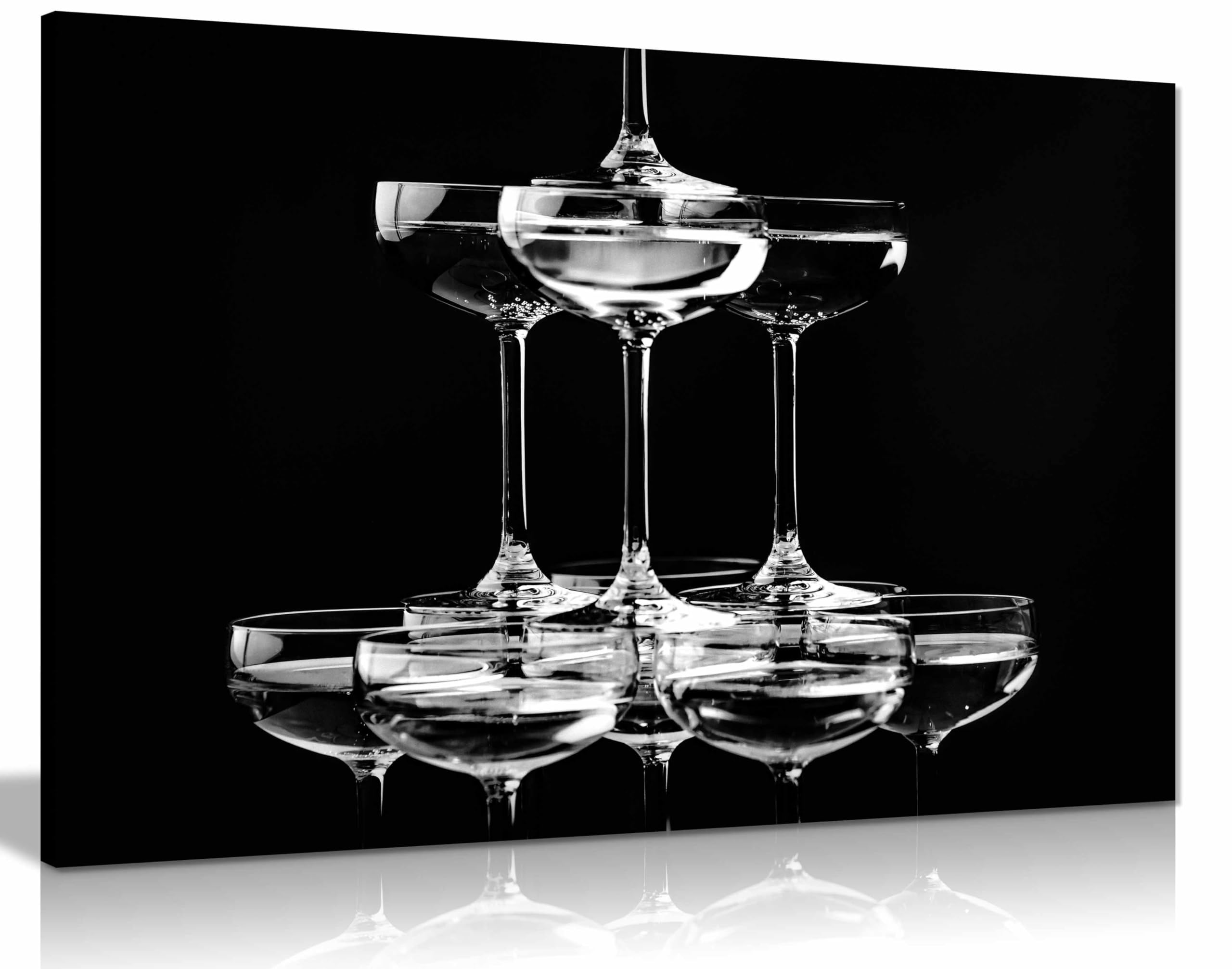 Panther Print Framed Canvas Champagne Tower_10 Canvas Print, Framed Wall Art Pictures For Home Decor 61X41cm (24X16in)