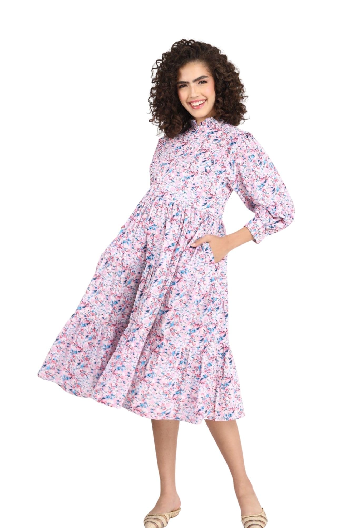Vintage Baby Pink Maternity & Nursing Layered Dress for Women-image-20