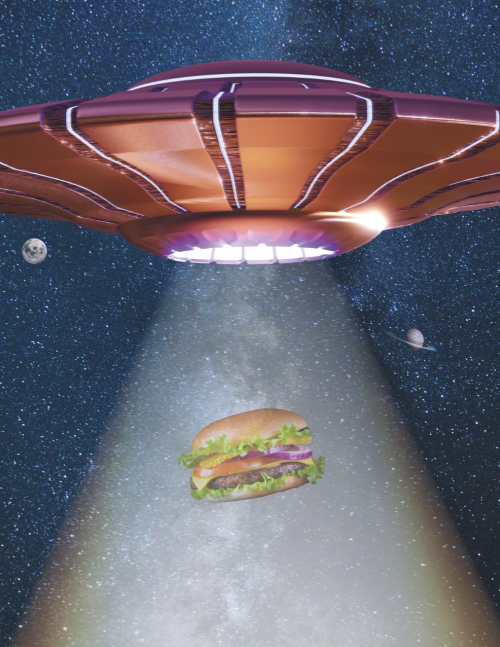 Funny UFO Burger Abduction Notebook – Wide Ruled 8.5” x 11” Journal, 100 Pages for Alien, Space, and Fast Food Lovers: Hilarious space-themed notebook ... fans, students, quirky stationery lovers.