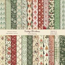 Classic Christmas Patterns Scrapbook Paper, 24 Sheets 12x12 Inch Double Sided Holiday Pattern Paper for Card Making, Gift Tags, DIY Crafts and Party Decorations
