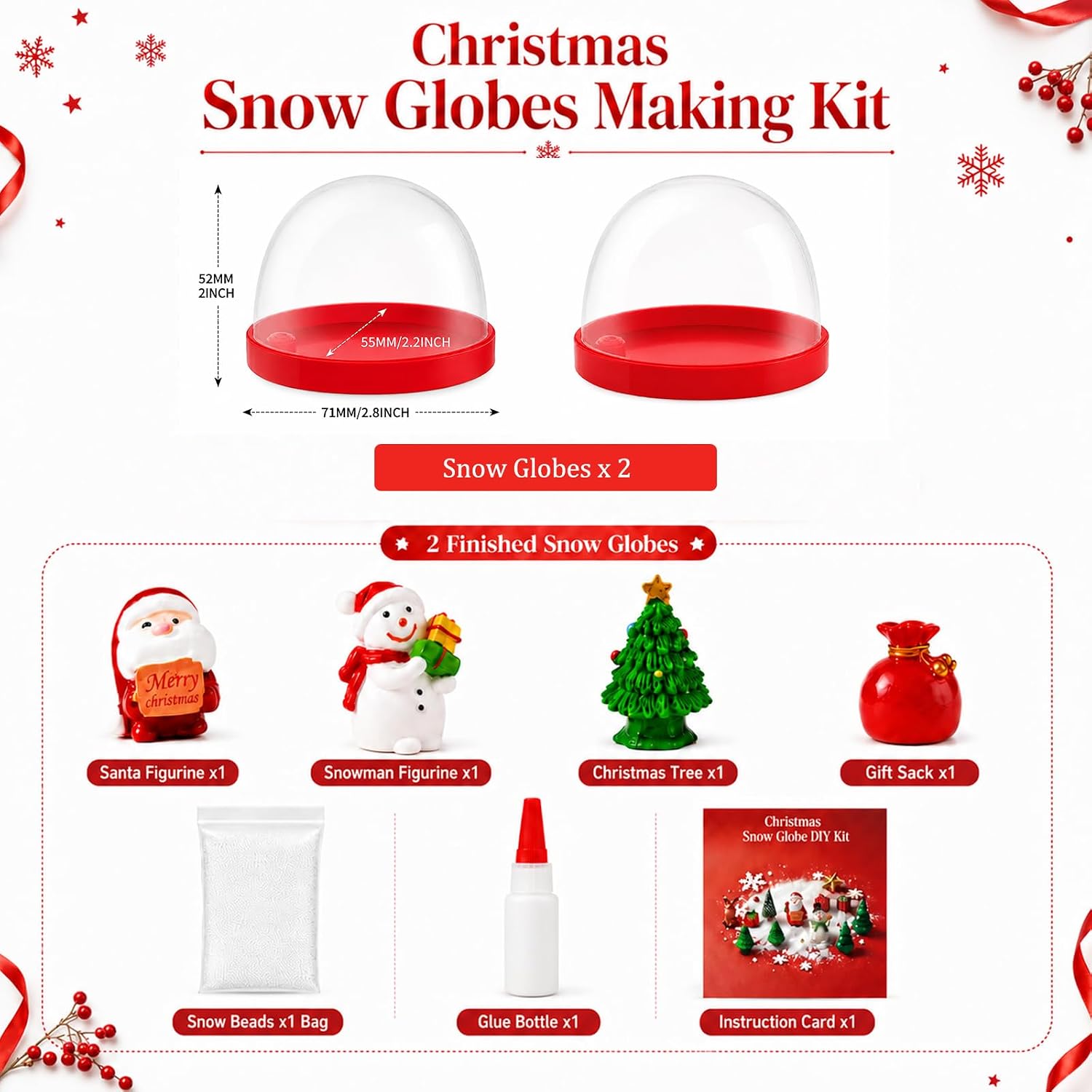 Christmas Snow Globes Making Kit Snow Globe Crafts Holiday Decor