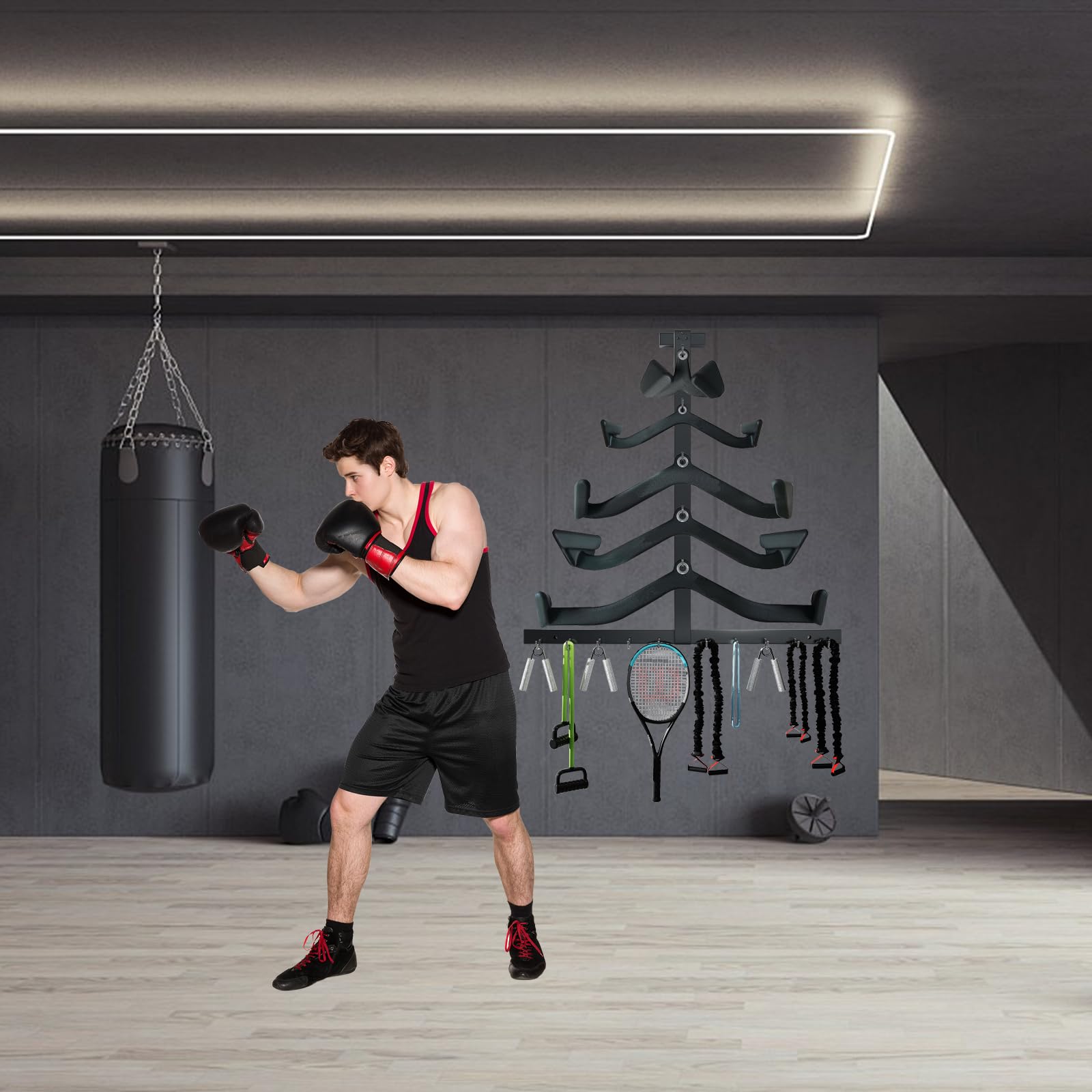 LAT - Barra porta accessori da palestra, organizer per accessori da palestra, accessori Lat LAT per diverse maniglie dei cavi, supporto resistente per il fitness a casa e a parete