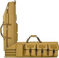 Vista 13 de DULCE DOM - Funda doble para rifle de 38 42 44 pulgadas, funda táctica suave para campo de tiro, divisor móvil para 1 o 2 engranajes, múltiples