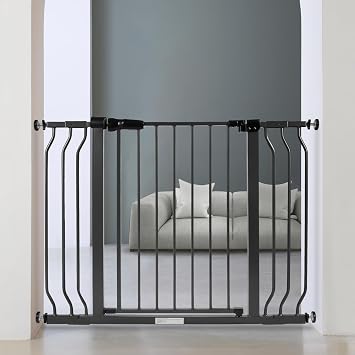 BalanceFrom 29.1-43.3" Easy Walk-Thru Baby and Pet Safety Gate with Hold-Open and Auto-Close Adjustable Steel Barrier for Stairs, Doorways, and Hallways, No Drilling Installation