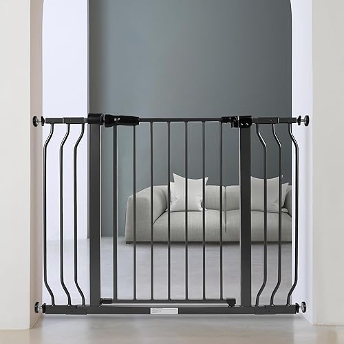 BalanceFrom Easy Walk-Thru Baby and Pet Safety Gate with Hold-Open and Auto-Close – Adjustable Steel Barrier for Stairs, Doorways, and Hallways, No Drilling Installation
