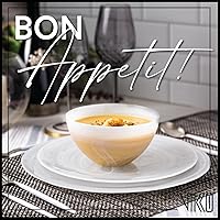 Vista 3 de Vikko Tazón de ensalada, juego de 4 cuencos de sopa estilo alabastro blanco, cuenco de 6 pulgadas con diseño marbelizado, juego de cuencos grandes